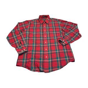 Towncraft Shirt Men's Medium Multicolor Plaid Polyester Long Sleeve Button-Up